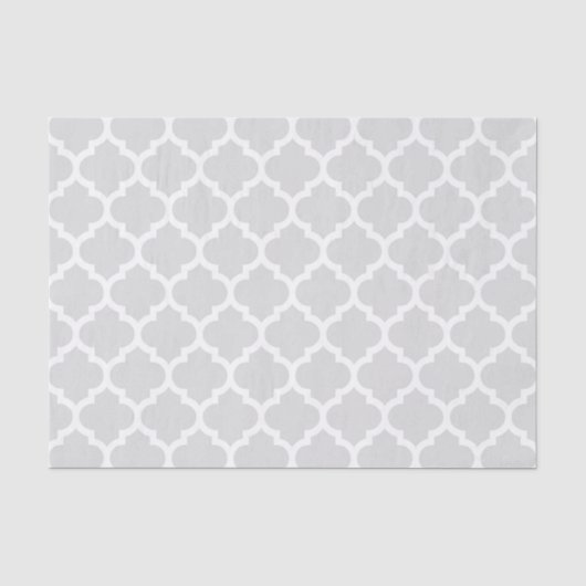 Light Grey White Moroccan Quatrefoil Pattern #5 Tissuepapier (Voorkant)
