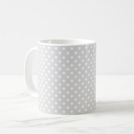 Light Grey White Polka Dot Pattern Koffiemok (Voorkant links)
