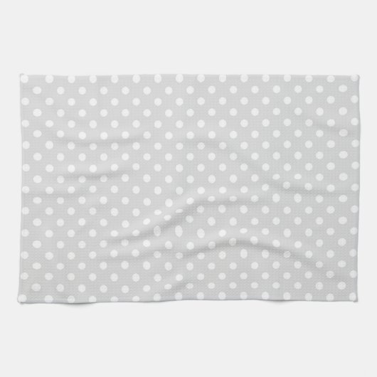 Light Grey White Polka Dot Pattern Theedoek (Horizontaal)