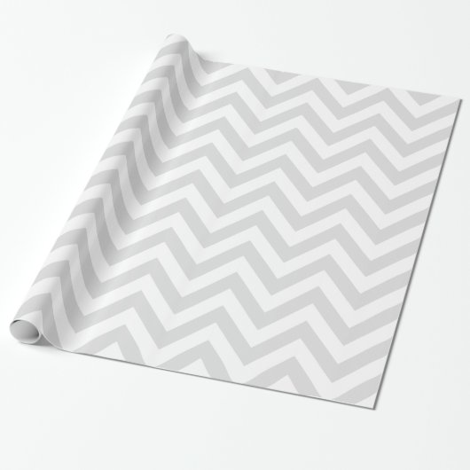 Light Grey White XL Chevron ZigZag Pattern Cadeaupapier (Uitgerold)