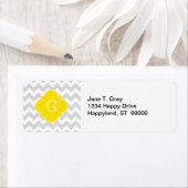Light Grey Whyn Chevron Yellow Quatrefoil Monogram Etiket (Insitu)