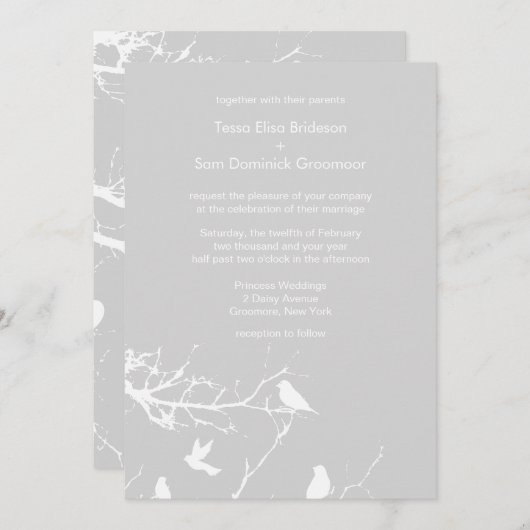 Light Grey Winter Background Weddings Personated Kaart (Voorkant / Achterkant)