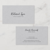Light GreyLinen Texture Print zwarte Typografie Visitekaartje (Voorkant / Achterkant)