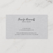 Light GreyLinen Texture Print zwarte Typografie Visitekaartje (Achterkant)