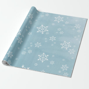 Light Ice Blue Waterverf Snowflake Cadeaupapier