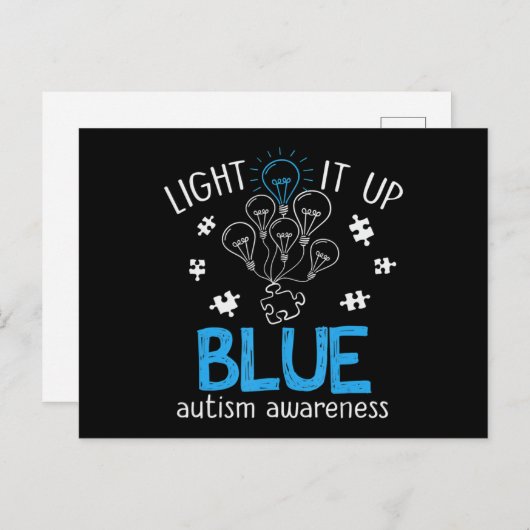 Light It Up Blue Autism Awareness Autistic Puzzle  Briefkaart (Voorkant / Achterkant)