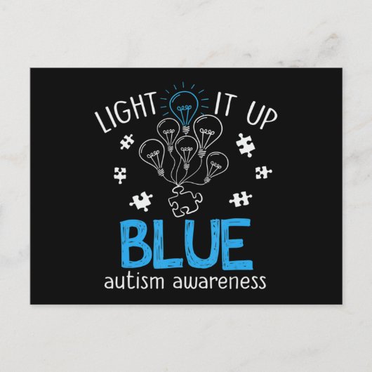 Light It Up Blue Autism Awareness Autistic Puzzle  Briefkaart (Voorkant)