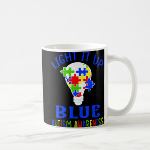 Light It Up Blue Autism Awareness Autistic Puzzle Koffiemok