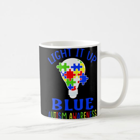 Light It Up Blue Autism Awareness Autistic Puzzle Koffiemok (Rechts)