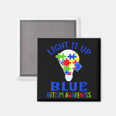 Light It Up Blue Autism Awareness Autistic Puzzle Magneet (Voorkant / Achterkant)