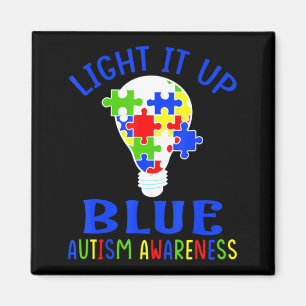Light It Up Blue Autism Awareness Autistic Puzzle Magneet