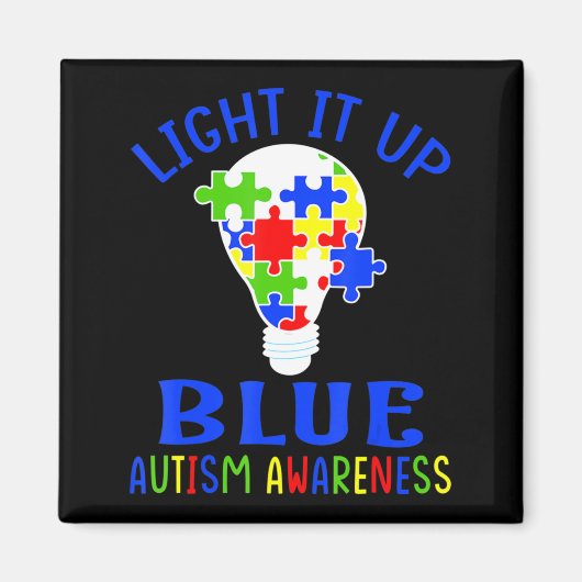 Light It Up Blue Autism Awareness Autistic Puzzle Magneet (Voorkant)