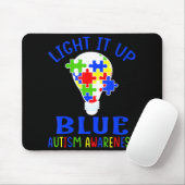 Light It Up Blue Autism Awareness Autistic Puzzle Muismat (Met muis)