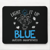 Light It Up Blue Autism Awareness Autistic Puzzle Muismat (Voorkant)