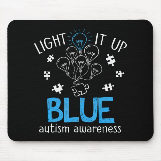 Light It Up Blue Autism Awareness Autistic Puzzle Muismat (Voorkant)