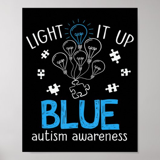Light It Up Blue Autism Awareness Autistic Puzzle Poster (Voorkant)