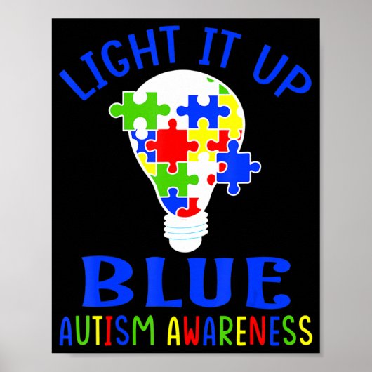 Light It Up Blue Autism Awareness Autistic Puzzle Poster (Voorkant)