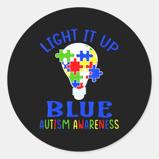 Light It Up Blue Autism Awareness Autistic Puzzle Ronde Sticker (Voorkant)