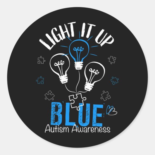 Light It Up Blue Autism Awareness Autistic Puzzle Ronde Sticker (Voorkant)
