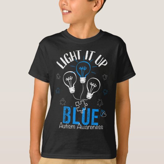 Light It Up Blue Autism Awareness Autistic Puzzle T-shirt (Voorkant)