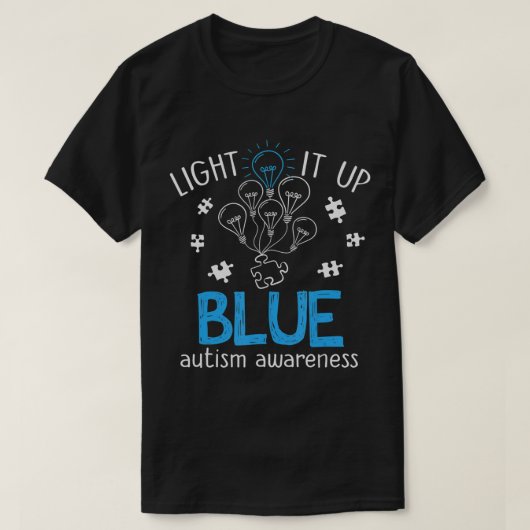 Light It Up Blue Autism Awareness Autistic Puzzle T-shirt (Design voorkant)