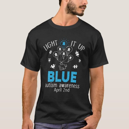 Light It Up Blue Autism Awareness Autistic Puzzle T-shirt (Voorkant)