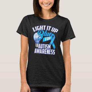 Light It Up Blue Autism Awareness Puzzle Piece Ri T-shirt