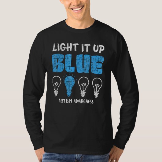 Light It Up Blue Autism Awareness Puzzle Piece Ri T-shirt (Voorkant)