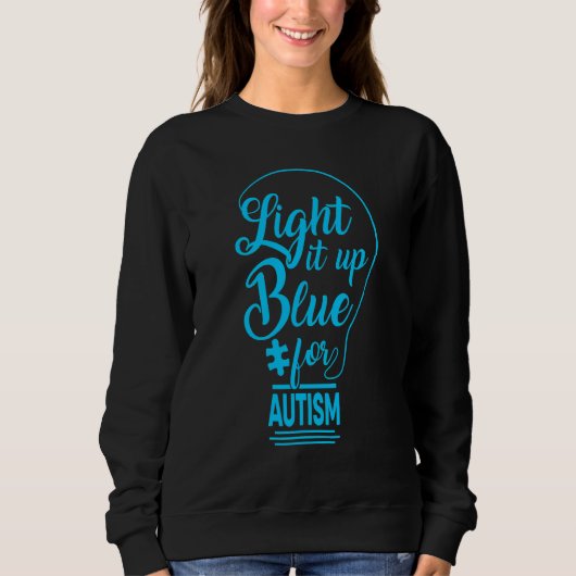 Light It Up Blue Autism Awareness Puzzle Piece Ri Trui (Voorkant)
