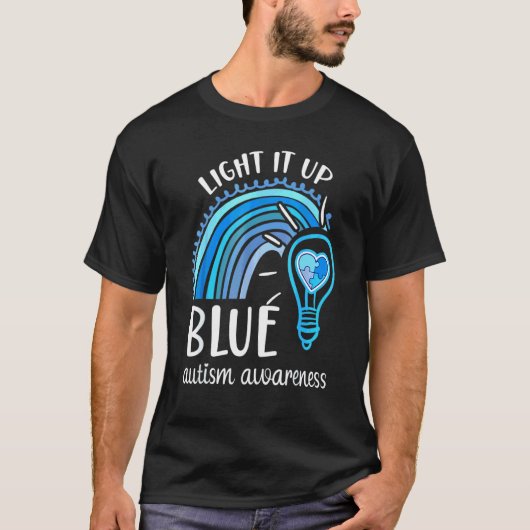 Light It Up Blue Puzzel Regenboog Autisme Bewustzi T-shirt (Voorkant)