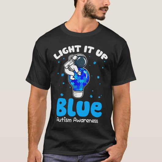 Light It Up Blue Puzzelstuk Autisme Bewustzijn T-shirt (Voorkant)