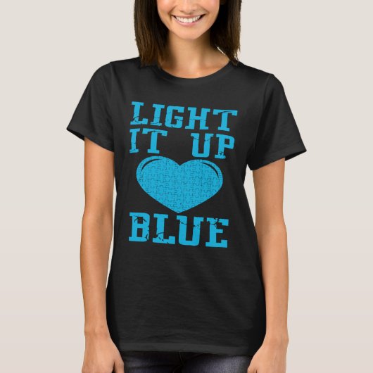 Light It Up Blue  Puzzle Piece Autism Awareness T-shirt (Voorkant)