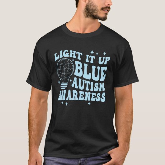 Light It Up Blue Retro Groovy Autism Awareness Gir T-shirt (Voorkant)