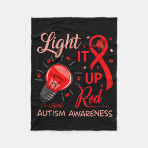 Light It Up Red Autism Awareness Puzzle Men Women Fleece Deken