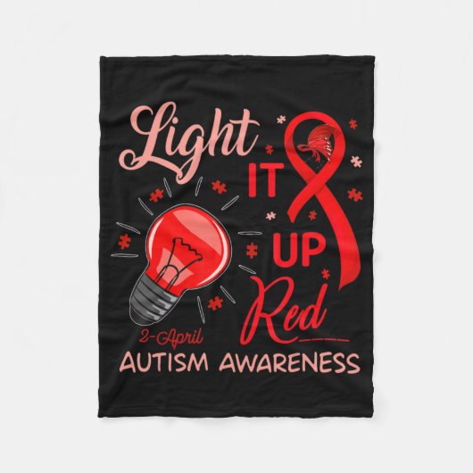 Light It Up Red Autism Awareness Puzzle Men Women Fleece Deken (Voorkant)
