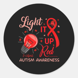 Light It Up Red Autism Awareness Puzzle Men Women Ronde Sticker