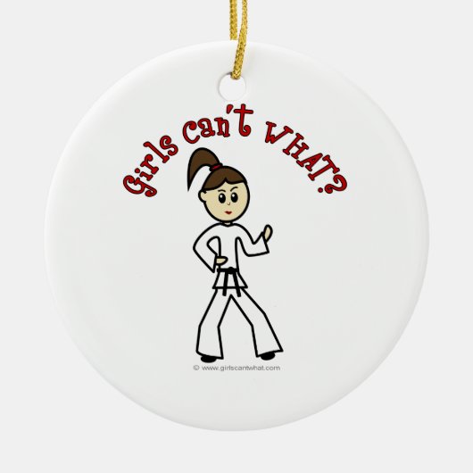 Light Karate Girl Keramisch Ornament (Voorkant)