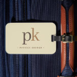 Light Khaki Two Tone Minimalist Monogram Bagagelabel<br><div class="desc">Light Khaki Two Tone Minimalist Monogram Bagagelabel</div>