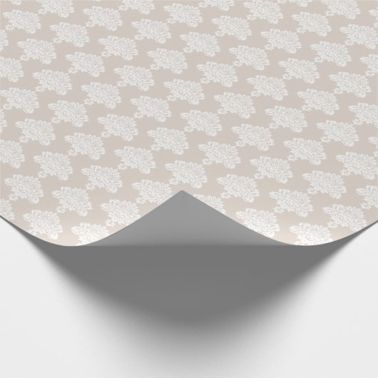 Light Khaki | White Damask Wrapping Paper Cadeaupapier (Hoek)