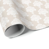 Light Khaki | White Damask Wrapping Paper Cadeaupapier (Rol Hoek)