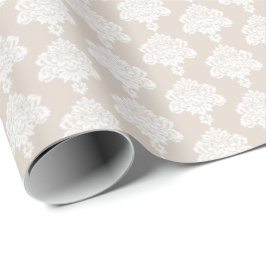 Light Khaki | White Damask Wrapping Paper Cadeaupapier