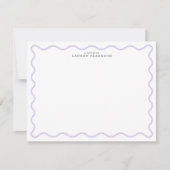 Light Lavender Modern Wavy Border Note card Kaart (Voorkant)