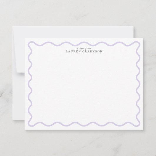 Light Lavender Modern Wavy Border Note card Kaart (Voorkant)