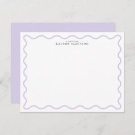 Light Lavender Modern Wavy Border Note card Kaart