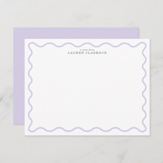 Light Lavender Modern Wavy Border Note card Kaart (Voorkant / Achterkant)