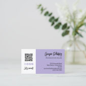 Light Lavender QR Code Photo Social Media Icons Visitekaartje (Staand voorkant)