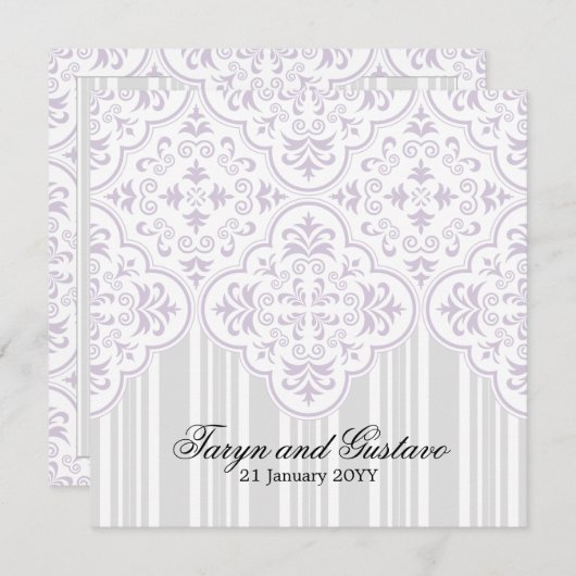 Light Lavender Weddings Damask Custom Kaart (Voorkant / Achterkant)