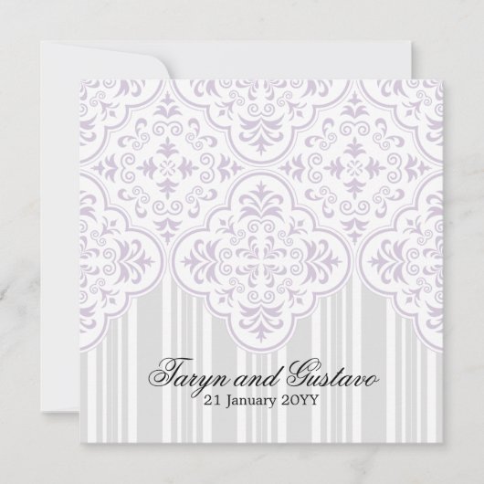 Light Lavender Weddings Damask Custom Kaart (Voorkant)