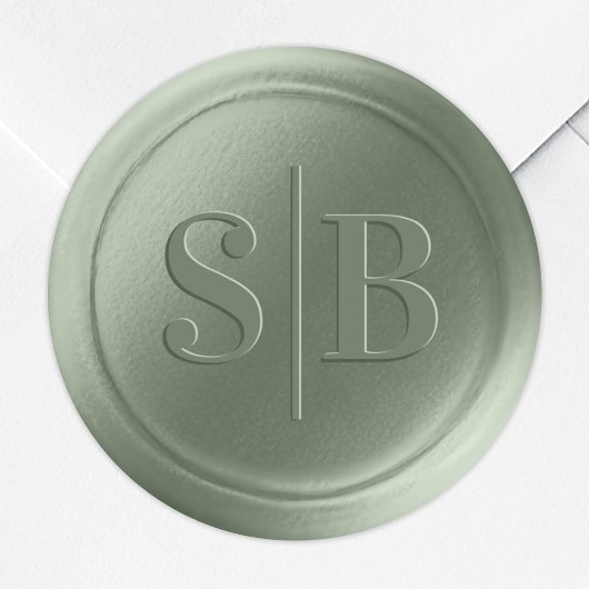Light Leaf Green Wax Seal Wedding Monogram Sticker