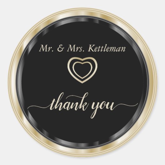 Light Metallic Gold en Black - Hartelijk dank Ronde Sticker (Voorkant)